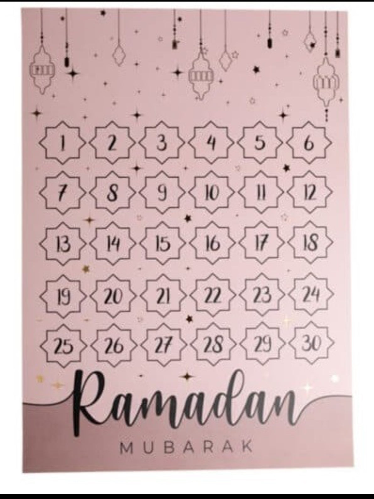 Calendrier Ramadan Mubarak + autocollants
