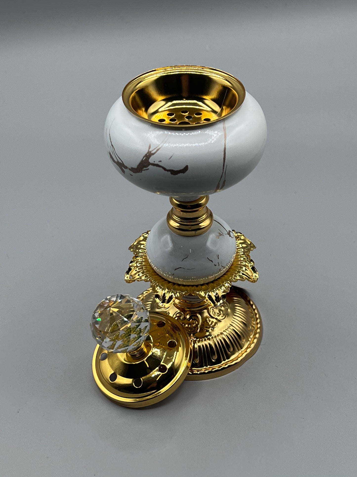 Porte-Encens effet Marbre Doré 21 cm