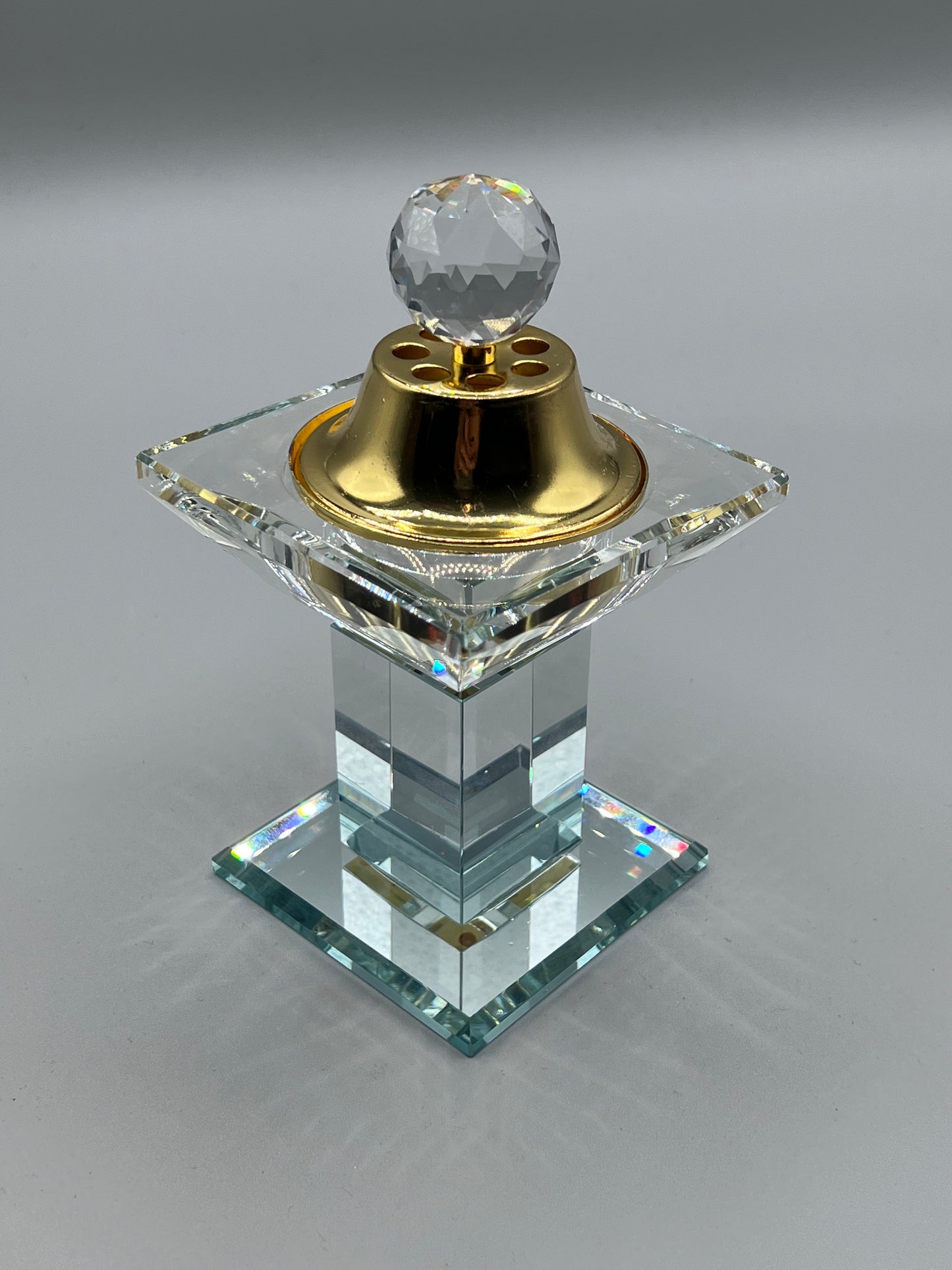 Porte-Encens Verre Doré 16 cm