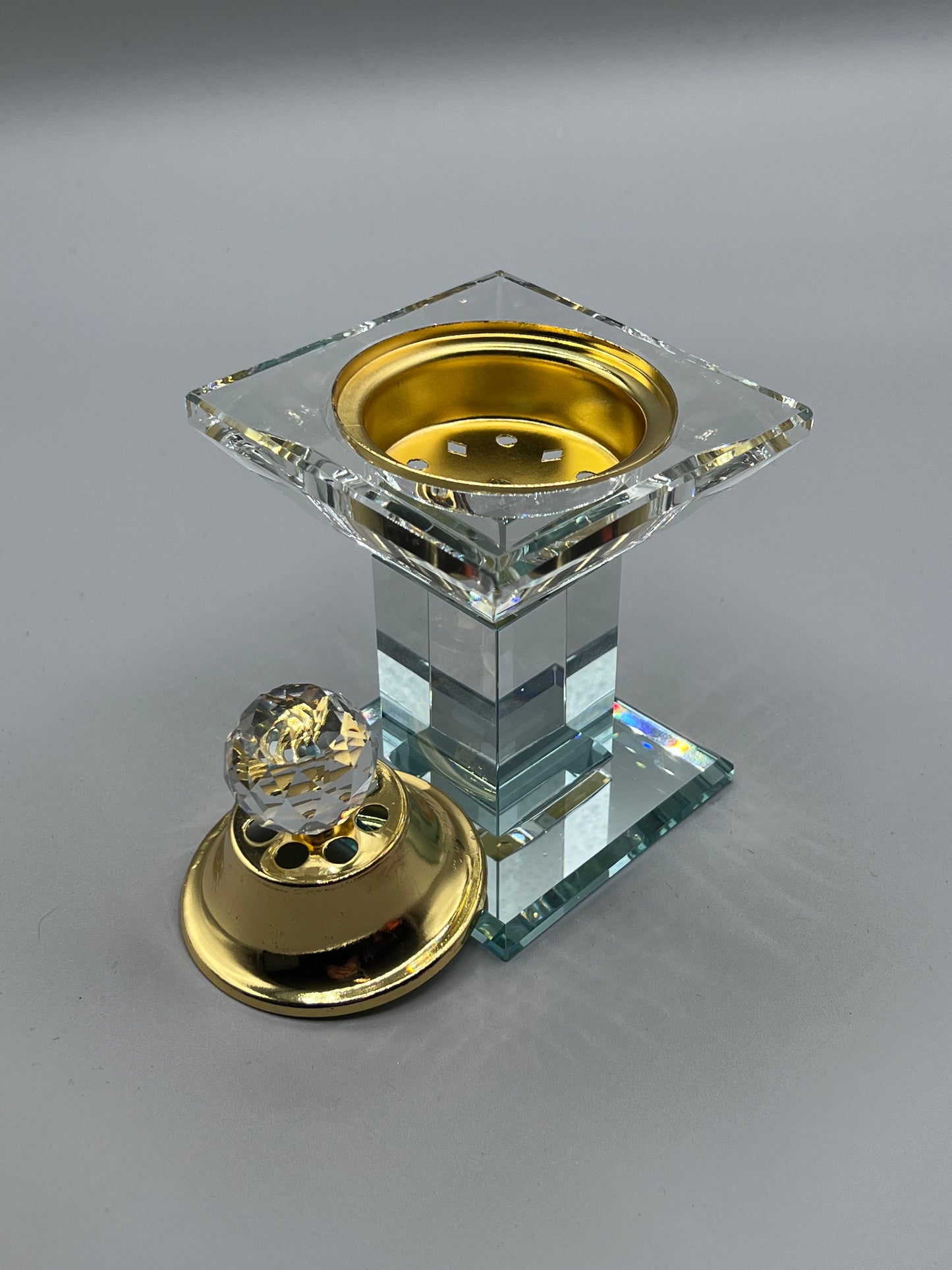 Porte-Encens Verre Doré 16 cm