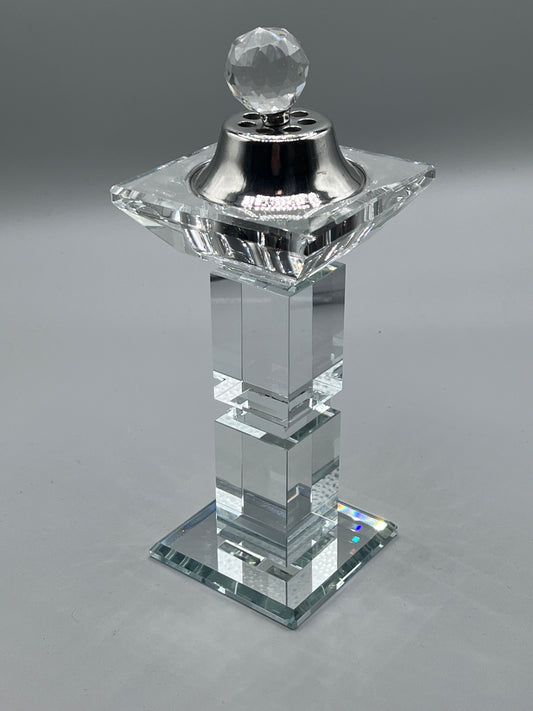 Porte-Encens en Verre Argenté 23,5 cm