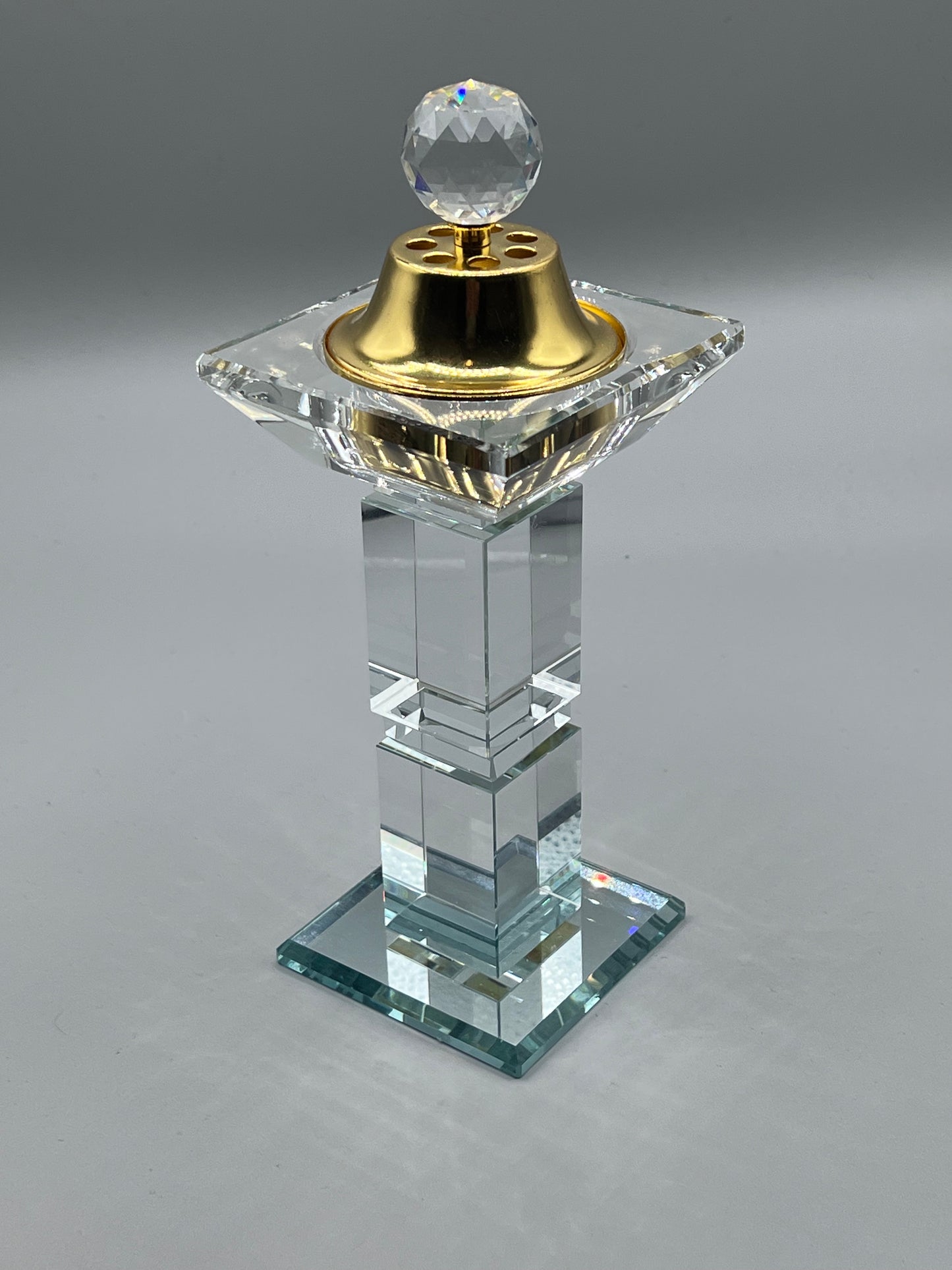 Porte-Encens en Verre Doré 23,5 cm