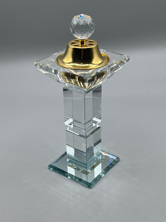 Porte-Encens en Verre Doré 23,5 cm