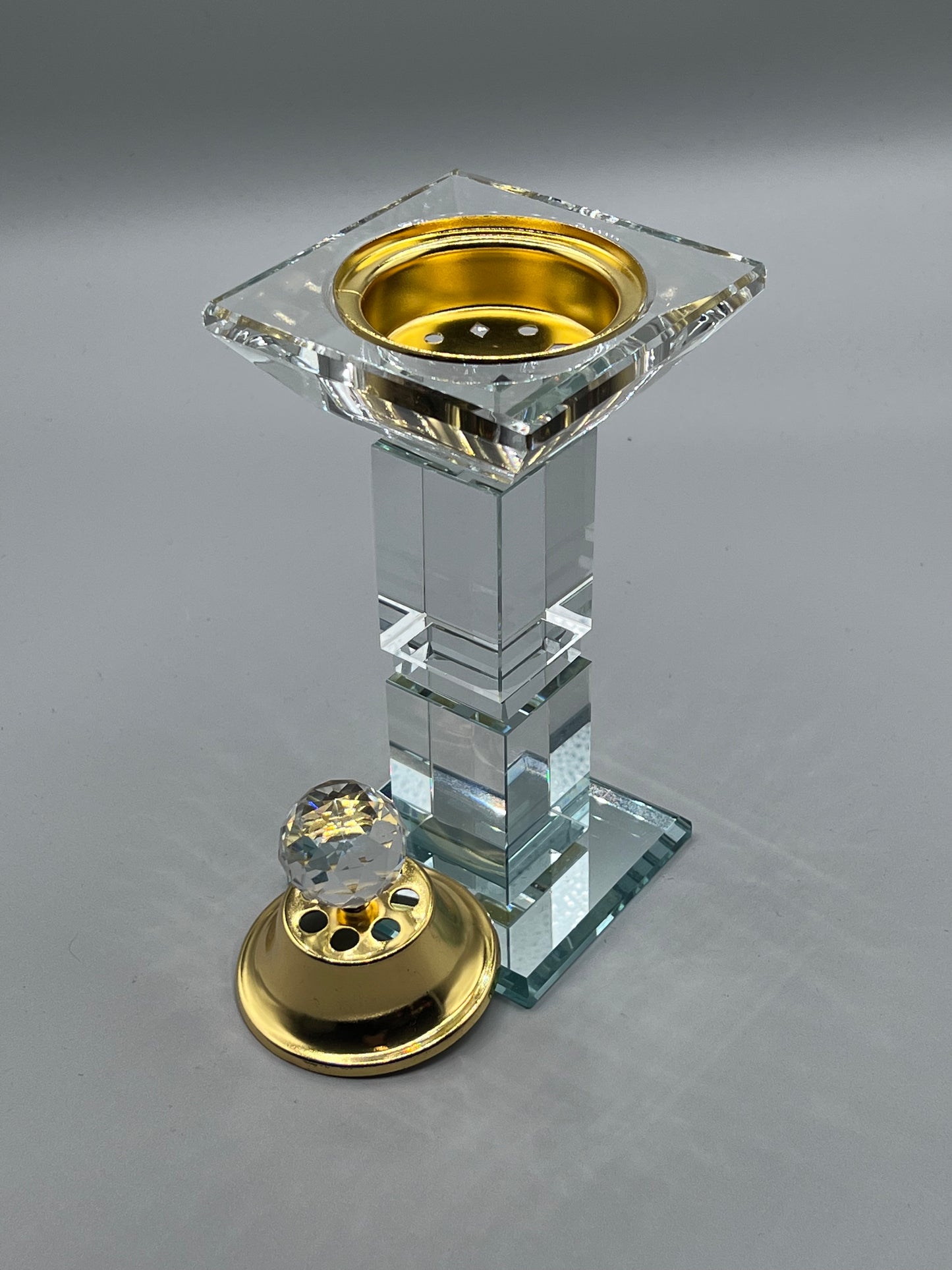 Porte-Encens en Verre Doré 23,5 cm