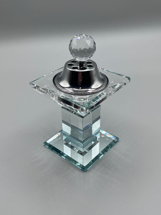 Porte-Encens Verre Argenté 16 cm