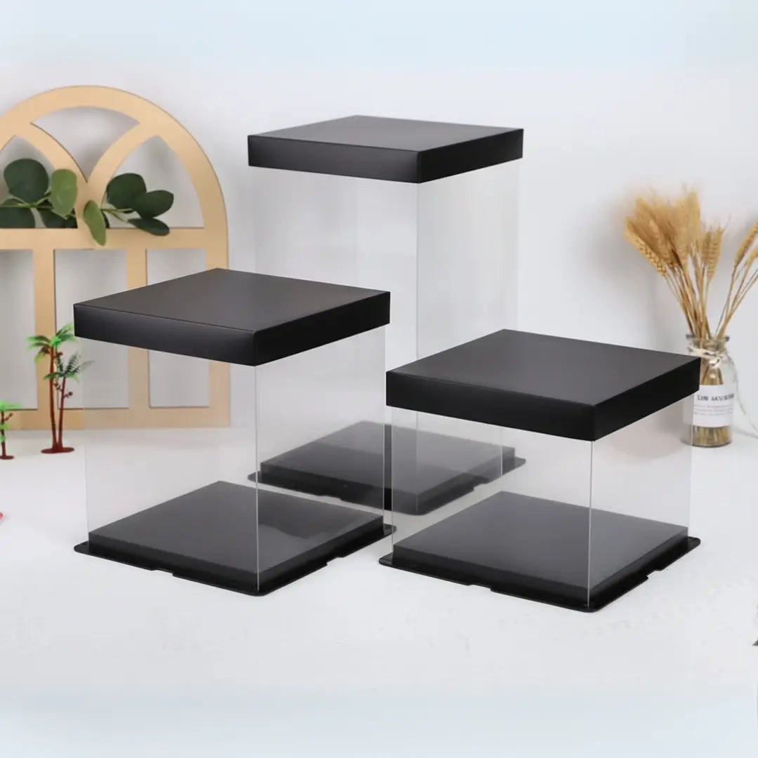 Boite vitrine Noir carré 21.5x21.5cm  hauteur 24cm